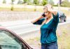 woman on the phone after car accident