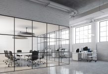 office with glass partition