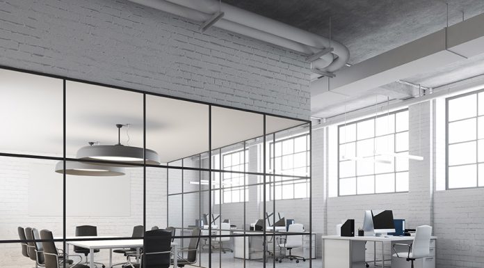 office with glass partition
